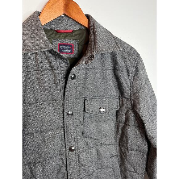 UNTUCKit Men's Vinifera Quilt Herringbone Shirt Jacket Gray Wool Blend Capsule - Picture 1 of 11